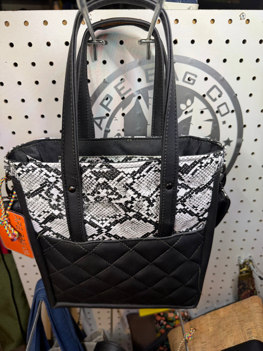 Quilted Snake Crossbody Mini Tote